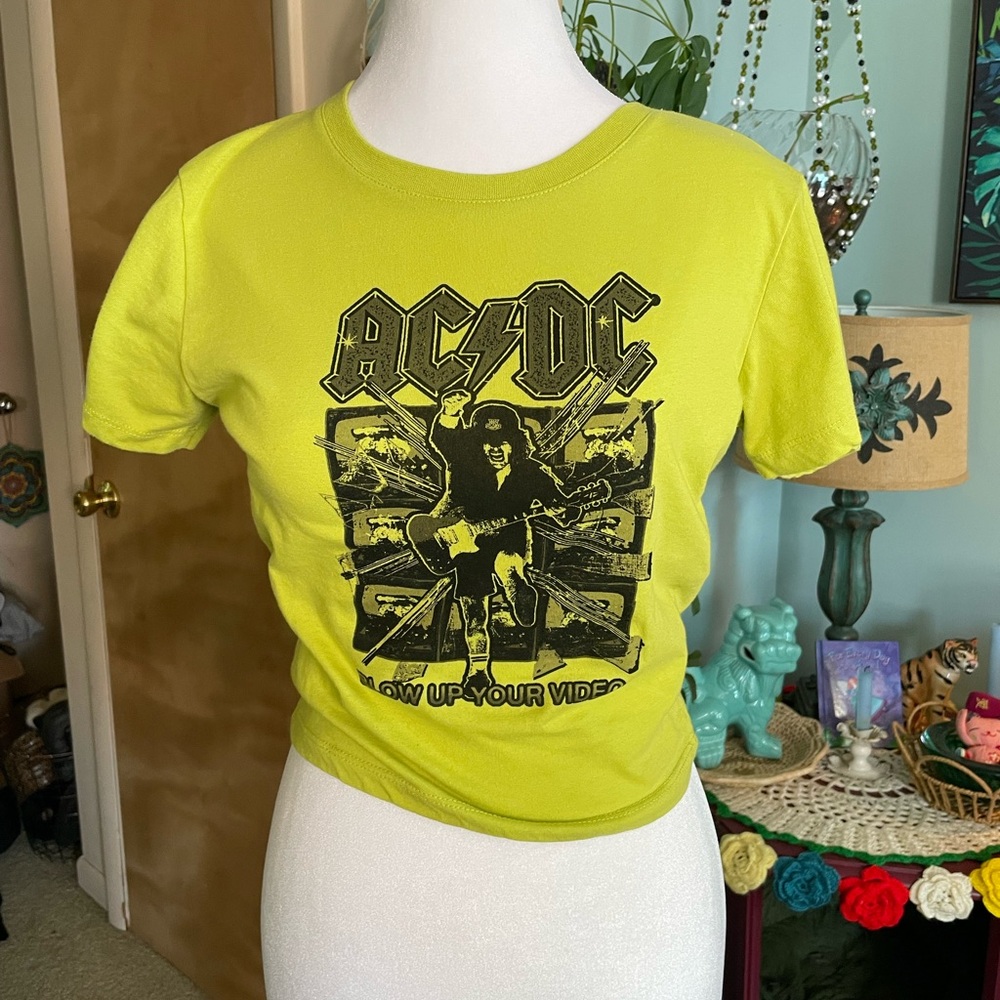 AC/DC Neon Yellow Logo Tee